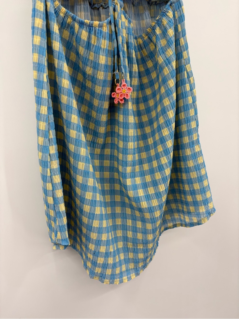 Maaji x Anthropologie Odaline Gingham Cutout Mini Dress M Blue Yellow - Picture 9 of 14
